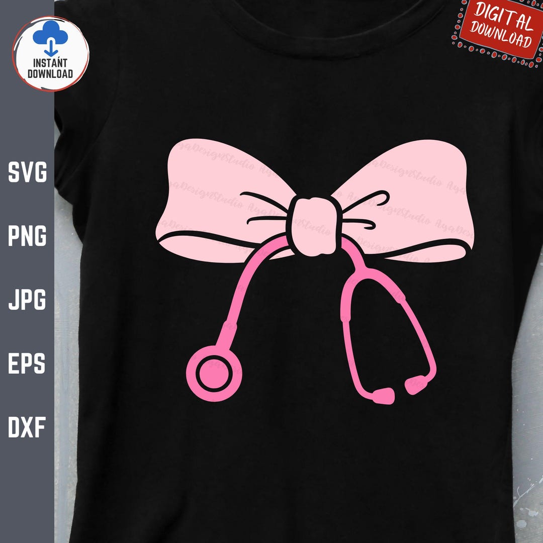 Coquette Nurse Stethoscope Bow Svg Png, Nurse Appreciation Sweatshirt ...