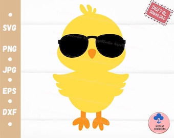 Chick with Sunglasses SVG, Easter Chick SVG, Boy Chick Svg, Baby Chicken Svg, Chicken Sunglasses SVG, Instant Download