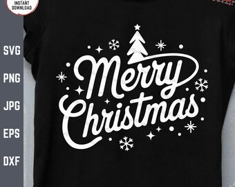 Merry Christmas Tree Svg Png, Xmas Festive Shirt Svg, Minimal Christmas Tree, Winter Holiday Tree Svg