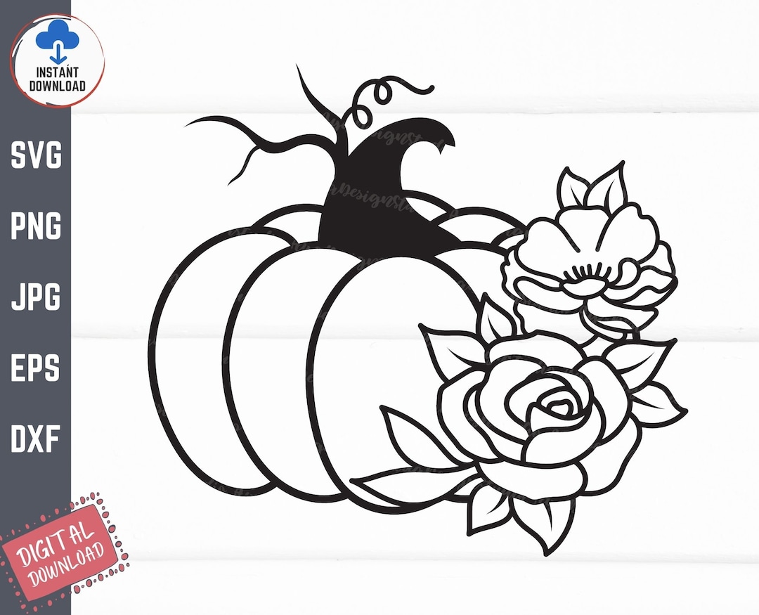 Floral Pumpkin Svg Pumpkin With Flowers Flower Pumpkin Svg - Etsy