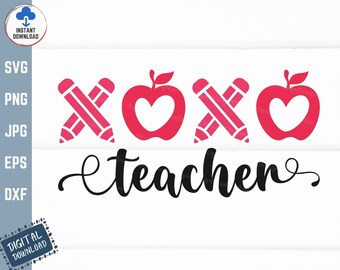 XOXO Teacher Svg, Xoxo Teacher Apple Svg, Teacher Valentine Svg, Xoxo Svg, Valentine Teacher Shirt Svg, Funny Teacher Valentine Svg