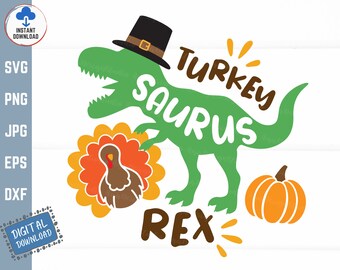 Turkey Saurus Rex Svg, Thanksgiving Dinosaur Svg, Funny T-rex with Turkey Pumpkin Svg, Dinosaur Turkey Thanksgiving Svg