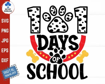 101 dagen school Svg, hondenpoot 101 dagen Svg, Dalmatische Svg, 101 dagen school Dalmatische Svg, kleuterschool Svg, kleuterschool Svg