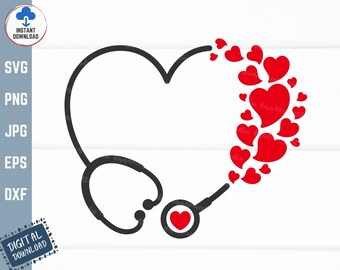 Valentine Stethoscope Svg, Heart Stethoscope Svg, Valentine's Day Stethoscope Svg, Nurse Valentine Stethoscope, Valentine Heart Stethoscope
