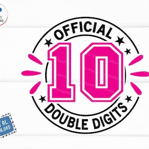 10 zweistellig rosa SVG, 10 Kinder Geburtstag, Peace Out einstellig, 10. Geburtstag Shirt, Mädchen 10. Geburtstag