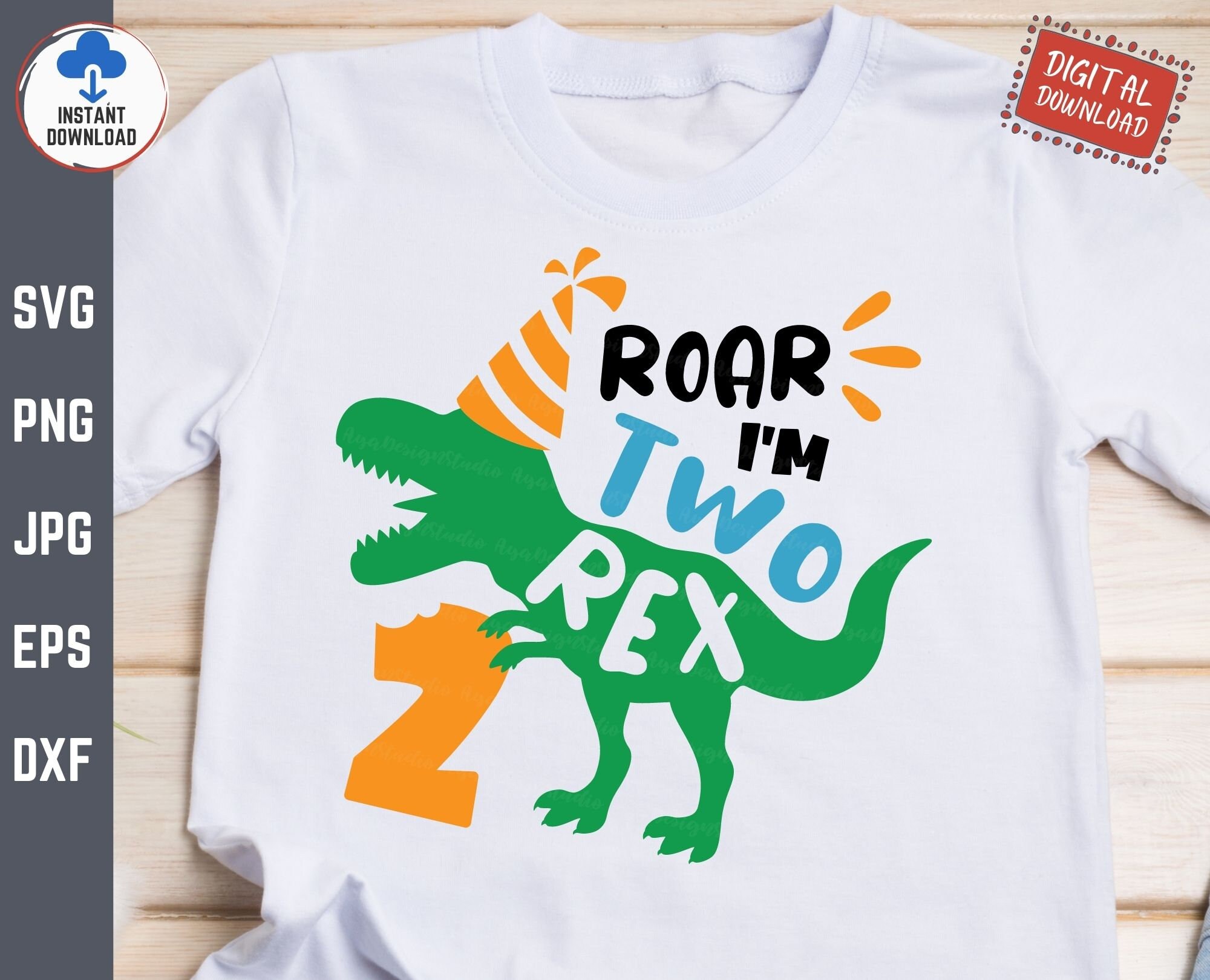 Roar I'm Two Rex Svg, Two Rex Birthday Svg, 2nd Birthday