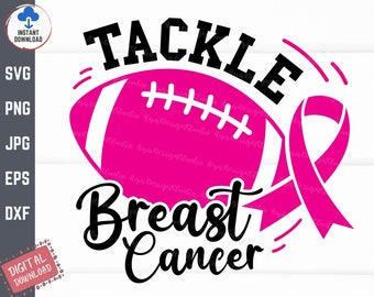 Tackle Breast Cancer Svg, Tackle Breast Cancer Football Svg, Breast Cancer Awareness Football Svg, Football Breast Cancer Svg