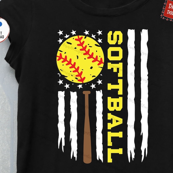 Softball American Flag Svg, American Flag Softball Dad Svg, Softball Svg, Softball Dad Shirt Svg, Softball Vintage American Flag Svg