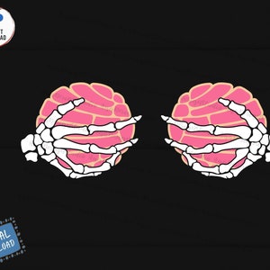 Funny Concha Bra Svg, Concha Pan Dulce avec Skeleton Hands Svg, Skeleton Hands Breast Concha Svg, Funny Mexican Sweet Bread Svg