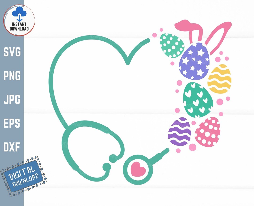 Easter Stethoscope Svg, Easter Egg Stethoscope Svg, Easter Bunny