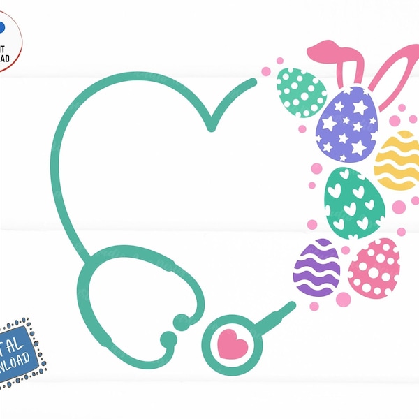 Easter Stethoscope Svg, Easter Egg Stethoscope Svg, Easter Bunny Stethoscope Svg, Nurse Easter Svg, Easter Medical Svg