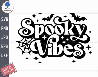 Retro Spooky Vibes Svg, Spooky Vibes Svg, Halloween bijpassende Svg, grappige Halloween Svg, Halloween Shirt Svg, Spooky seizoen Svg