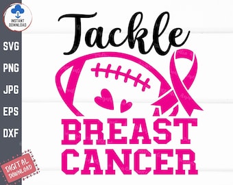 Tackle Breast Cancer Svg, Breast Cancer Awareness Football Svg, Football Breast Cancer Svg, Tackle Breast Cancer Football Svg