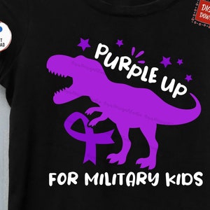 Purple Up For Military Kids Dinosaur Svg, Proud Military Family Svg, Military Child Dinosaur  Svg, Month of the Military Child Svg