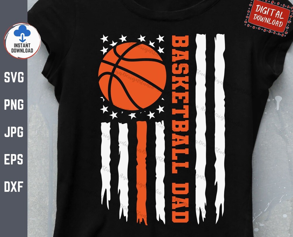 Basketball Dad Flag Svg, Basketball American Flag Svg, Basketball Season Svg, Basketball Family Shirt Svg, Dad Basketball And Cheer Svg Teebeepro Design Foryou