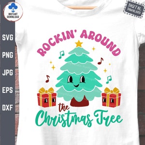 Rockin&#39; Around The Christmas Tree Svg, Retro Christmas Svg, Xmas Tree Svg, Groovy Christmas Svg
