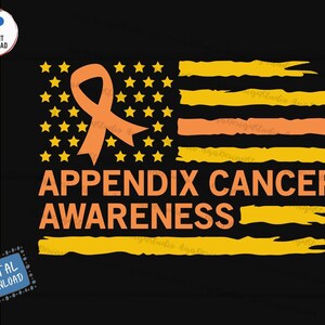 Appendix Cancer Awareness Svg, Appendix Cancer Ribbon American Flag Svg, Appendix Cancer Fighter Support Svg, Appendix Awareness Svg
