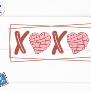 Valentine Pan Dulce XOXO Svg, Concha Heart Valentine Svg, XOXO Heart Pan Dulce Svg, Valentine Mexican Bread Svg, Mexican Sweet Bread Svg