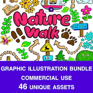 Nature Walk - Digital Downloadable Illustrations and Graphic Clip Art for Content Creators, Social Media Managers and Printable Side Hustles