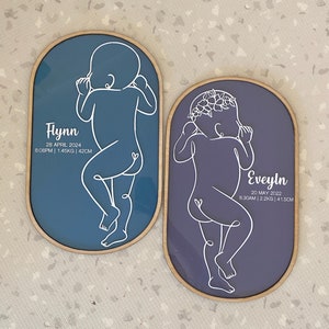 1:1 Baby Birth Plaque | Baby Line Art | True Size Baby| Baby Line Art Wall Decor | Baby Birth Details Plaque