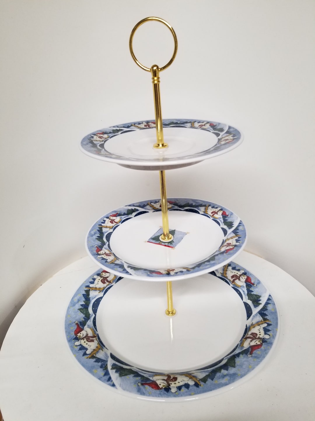 Onedia Serving Rack 3 Tier Pastry Cupcake Stand Serving Tray Oneida, Holiday Dining, Snow ...