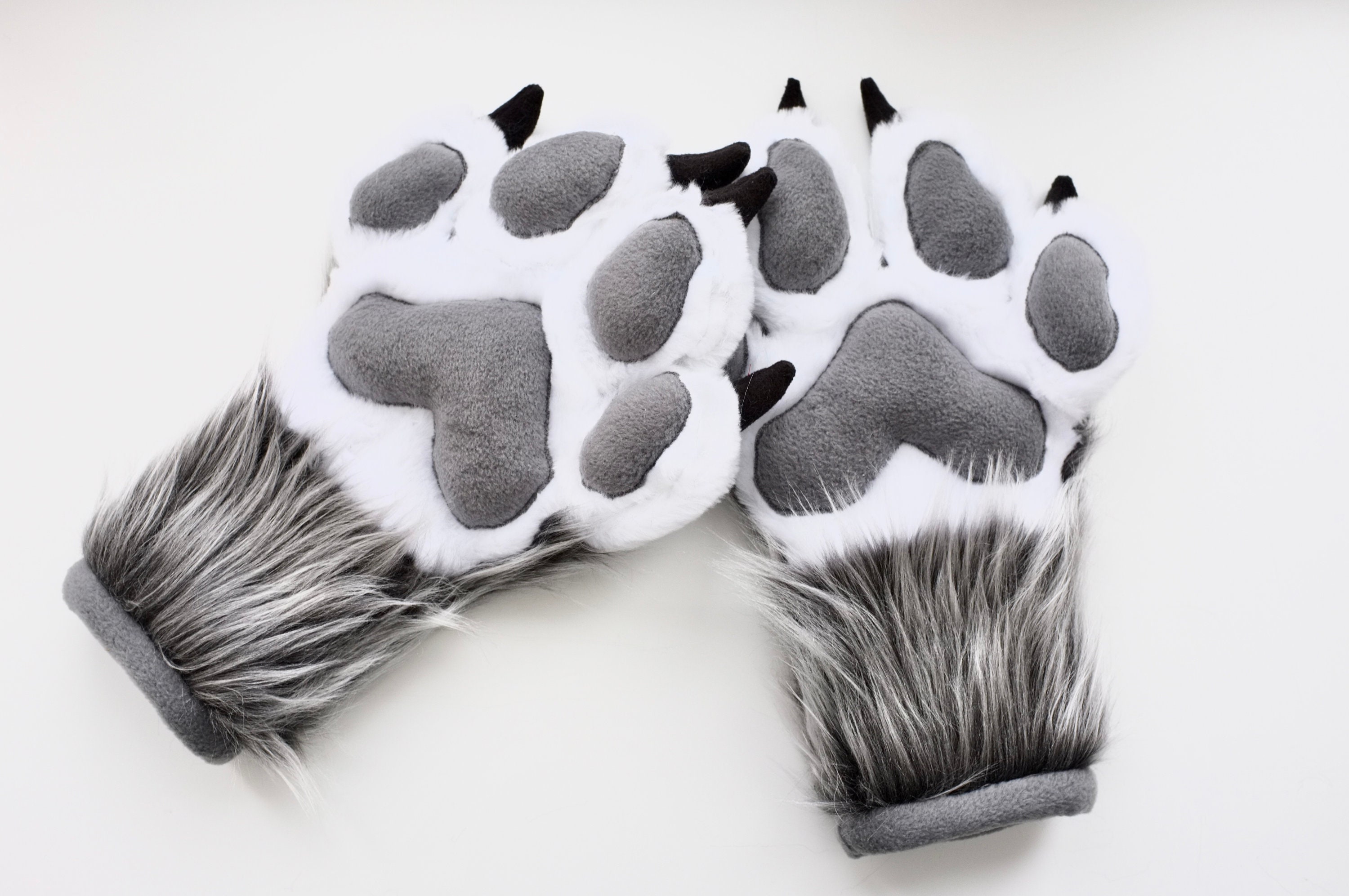 Fursuit Paws Furry Paws With Claws Grey Puffy Paws Feral Etsy