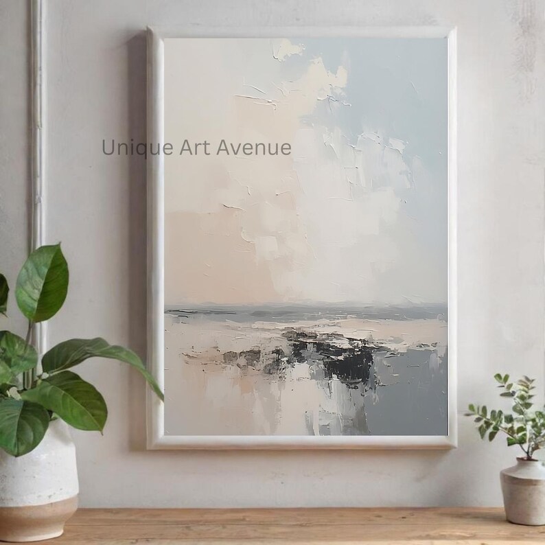 Neutral Abstract Landscape Printable Wall Art | Minimalist Beige Gray ...