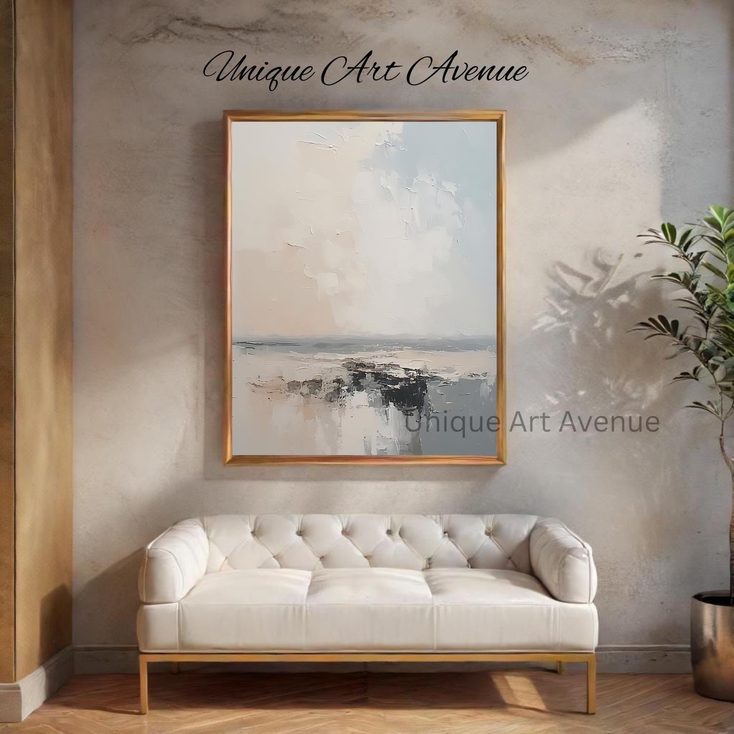 Neutral Abstract Landscape Printable Wall Art | Minimalist Beige Gray ...