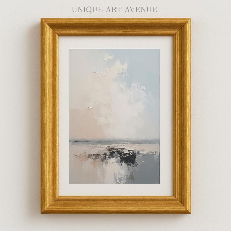 Neutral Abstract Landscape Printable Wall Art | Minimalist Beige Gray ...