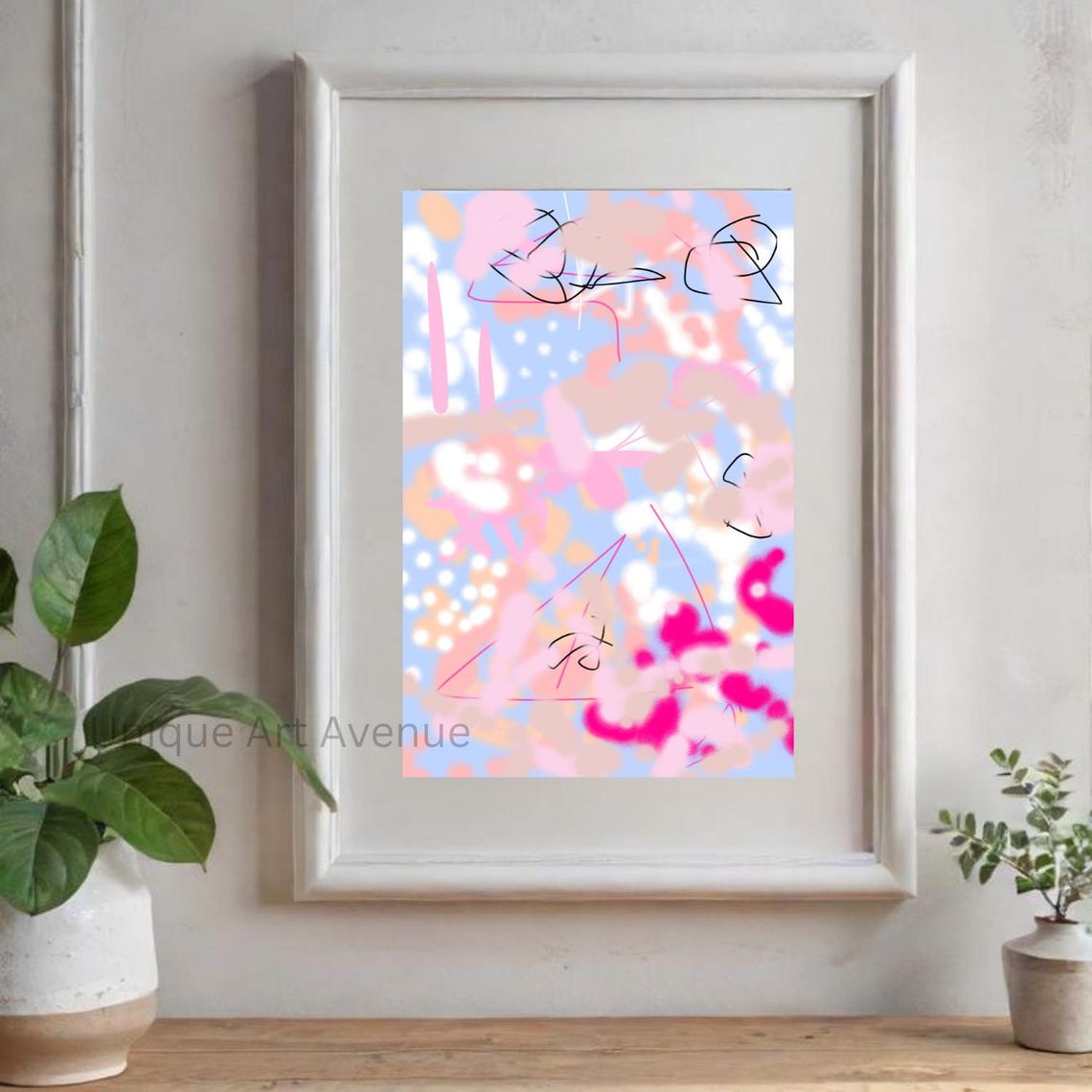 Abstract Blue and Pink Wall Art Printable, Pastel Abstract Art Print ...