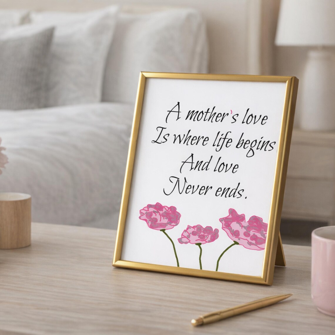 Mother's Day Quote Print - Poem Art Print - Floral Typography Wall Art ...