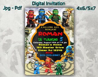 Ninjago Invitations Etsy Ninjago Invitations Etsy