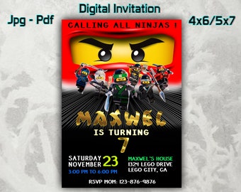 Ninjago Invitations Etsy Ninjago Invitations Etsy