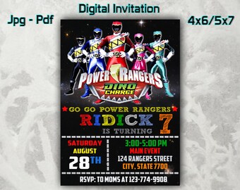 Power Ranger Invite Etsy