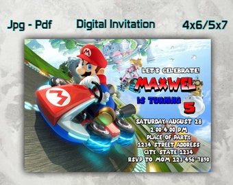Party Invitation Mario Kart Etsy Party Invitation Mario Kart Etsy