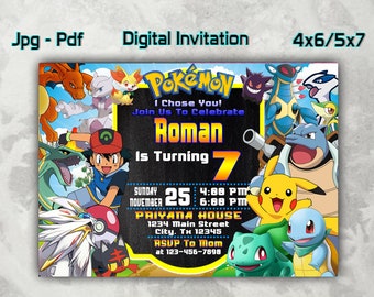 Printable Pokemon Birthday Card Etsy France