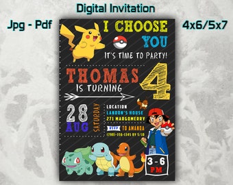 Printable Pokemon Birthday Card Etsy