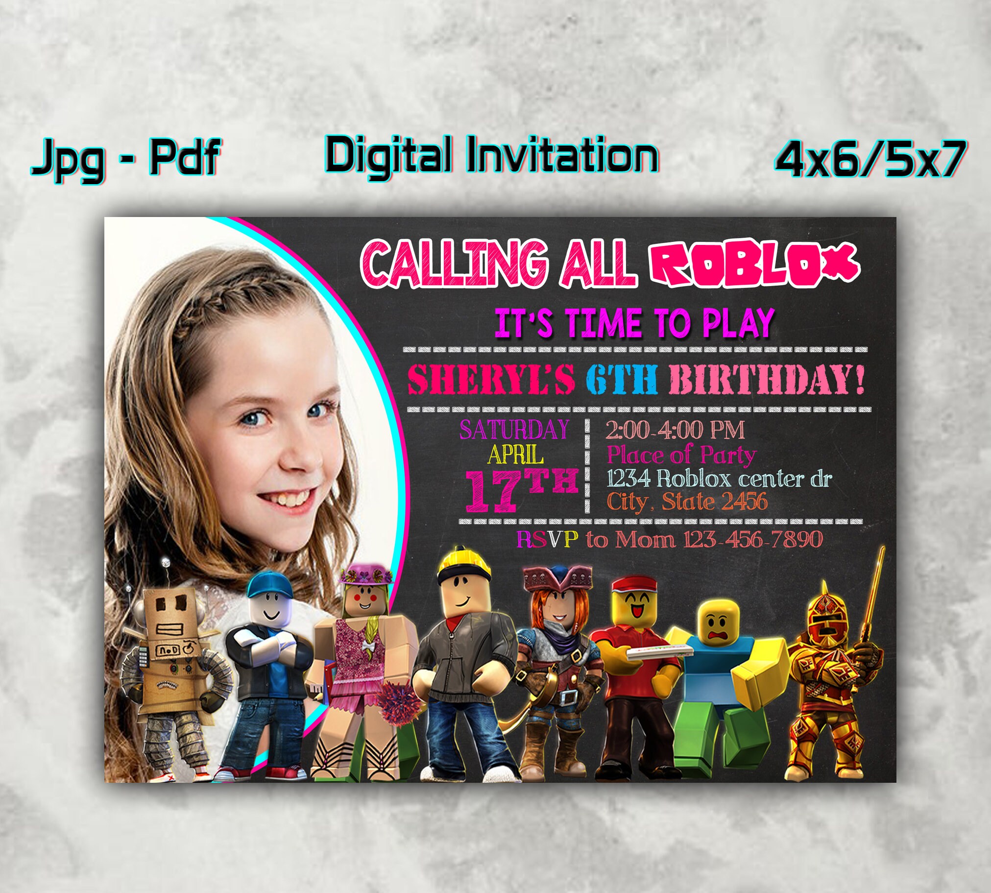 Roblox Birthday Invitations Roblox Invitation numérique Etsy