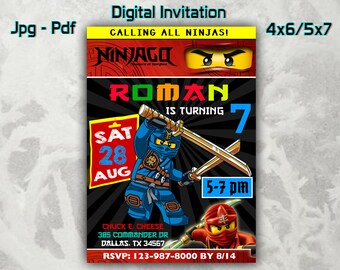 Ninjago Invitation Etsy