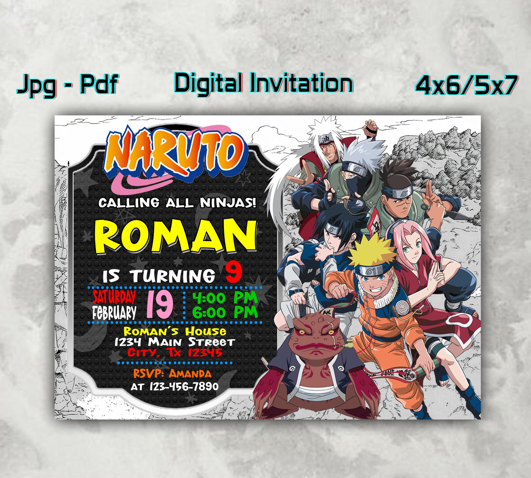 Naruto Geburtstagseinladungen Naruto digitale Einladung | Etsy