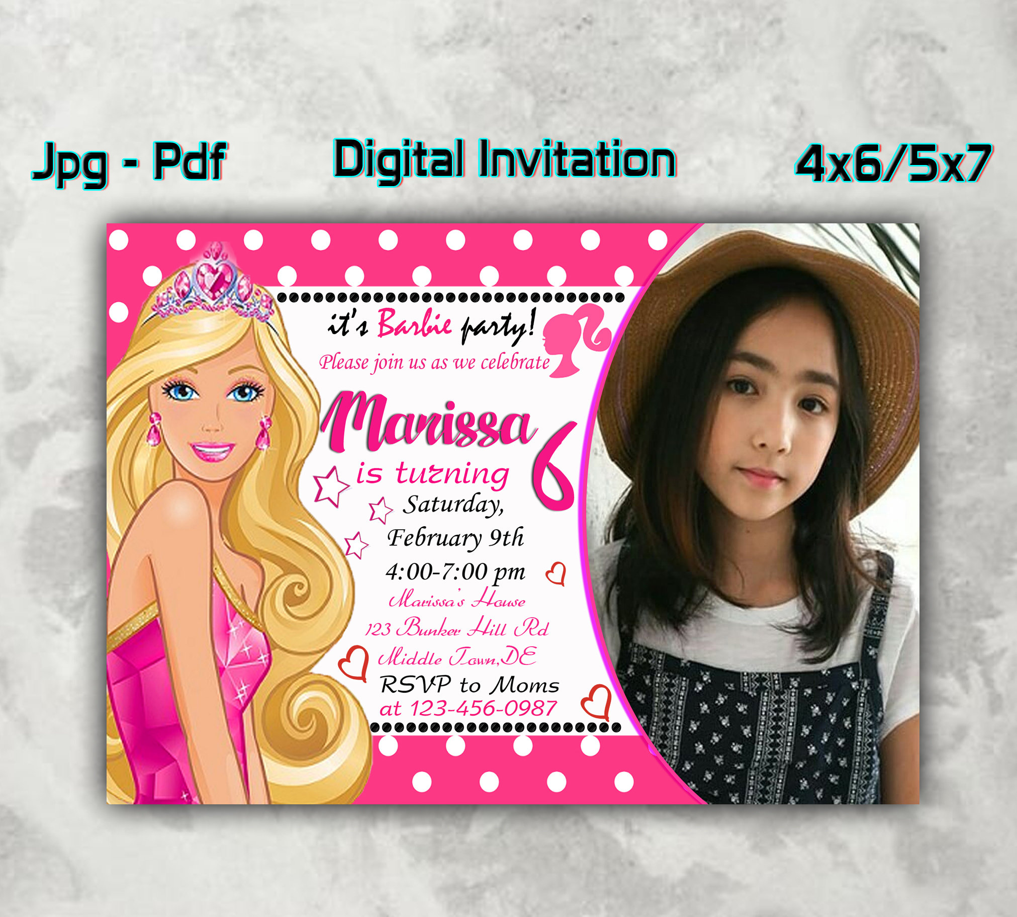 Barbie Birthday Invitations Barbie Invitation Digital Barbie Etsy
