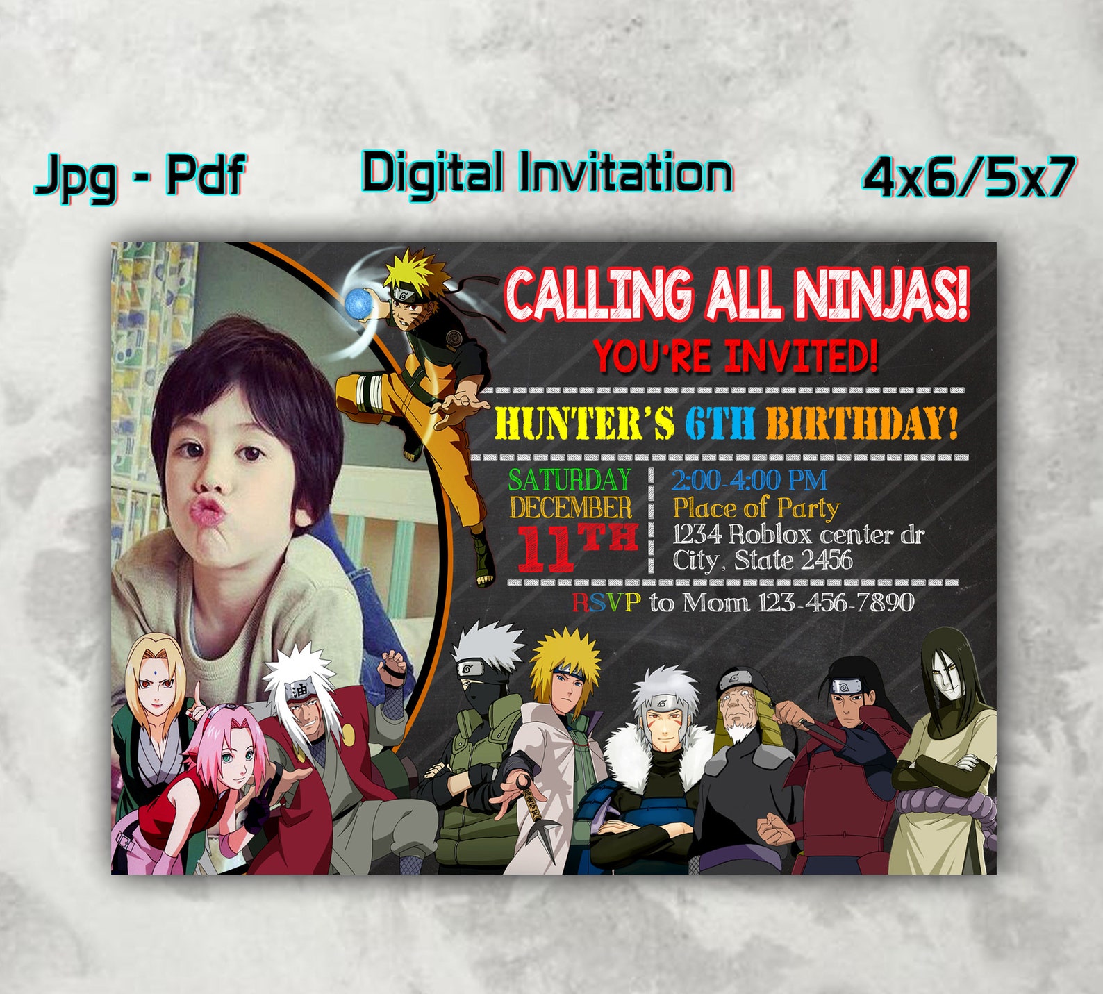 Naruto Birthday Invitations Naruto Digital Invitation Etsy UK