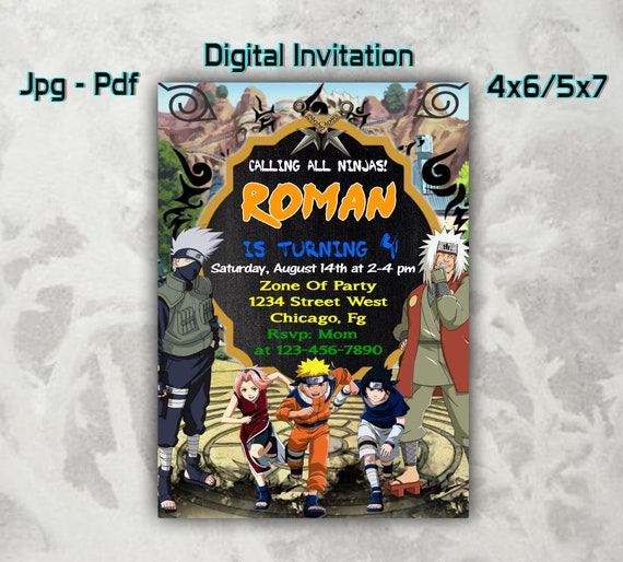 naruto birthday invitations naruto digital invitation etsy ireland