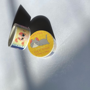 Kiko N Friends Stamp Washi Tape, Cute animals, cute stamp washi tape, kawaii tape, kawaii stationery, cute washi tape, cute cat stationery