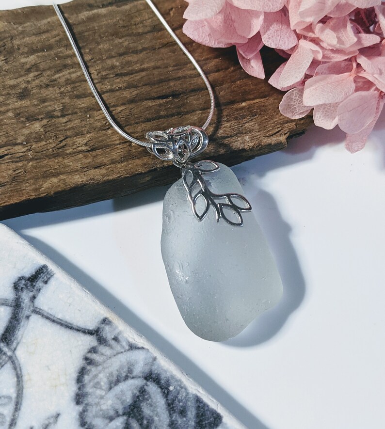 Chunky Lavender Grey Leaf Pendant