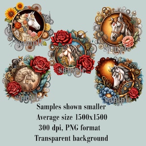 Steampunk Horse Portraits Clipart