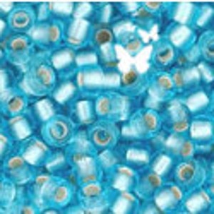 Size 11/0 Silver Lined Aquamarine Matte TR-11-23F TOHO Glass Seed Beads (10gr), DIY Jewelry Bead Supply