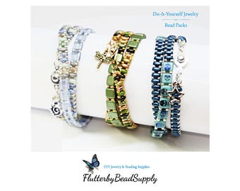 BEAD KIT (Choose Your Colorway) &gt;&gt; So Vang&#39;s Free SuperDuo Triple Wrap Bracelet Tutorial Available &lt;&lt; DIY Jewelry Supply