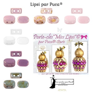 LIPSI par Puca® "Ceramic Look" 2-Hole Czech Glass Beads (5gr), DIY Jewelry Bead Supply