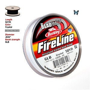 6lb Crystal FireLine (50yd) BeadSmith Berkley Braided Bead Thread, DIY Jewelry Bead Supply